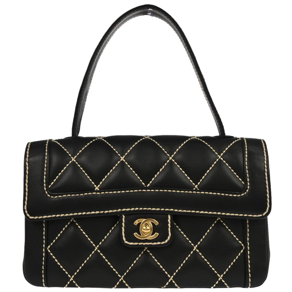 Chanel 2005-2006 Black Calfskin Wild Stitch Handbag
