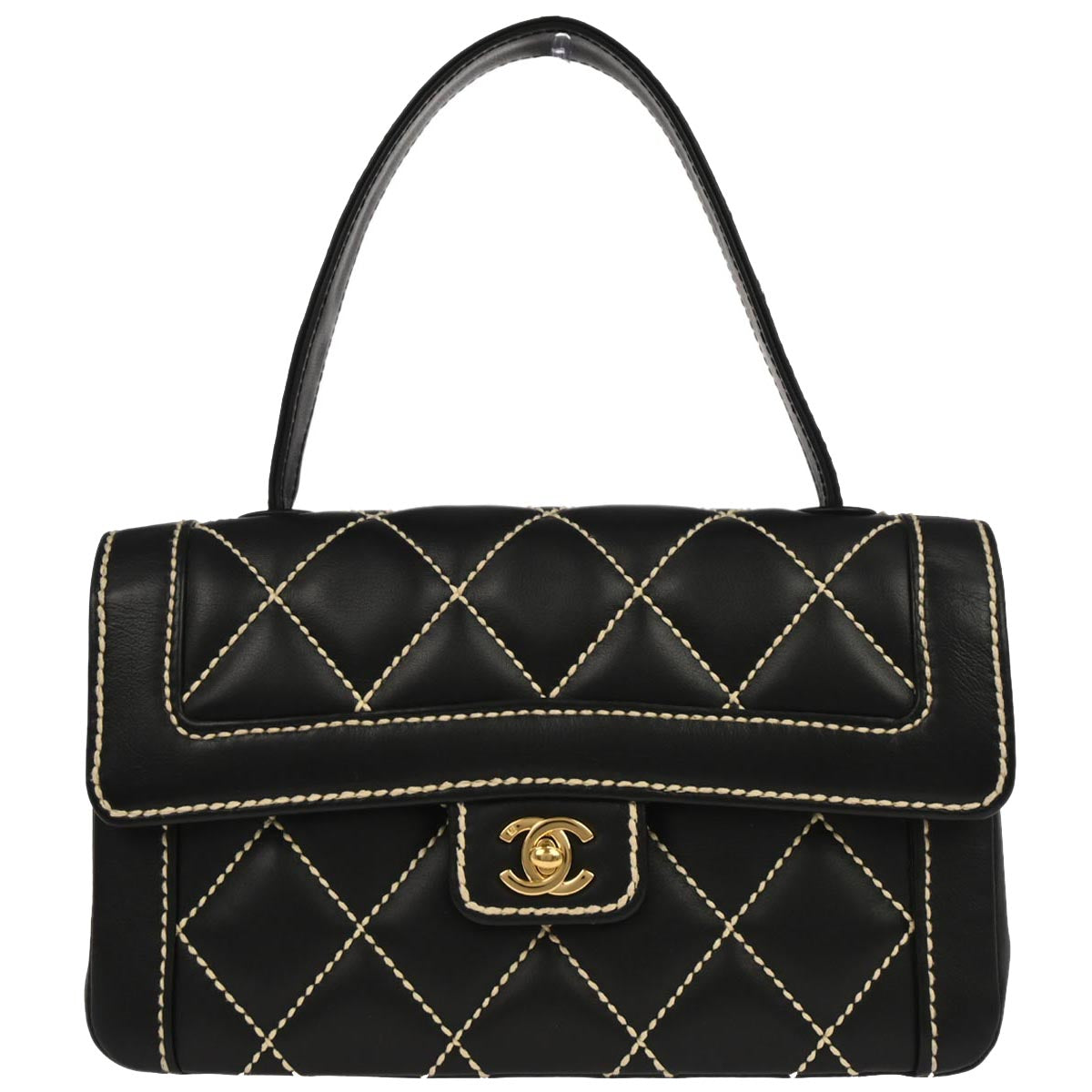 Chanel 2005-2006 Black Calfskin Wild Stitch Handbag