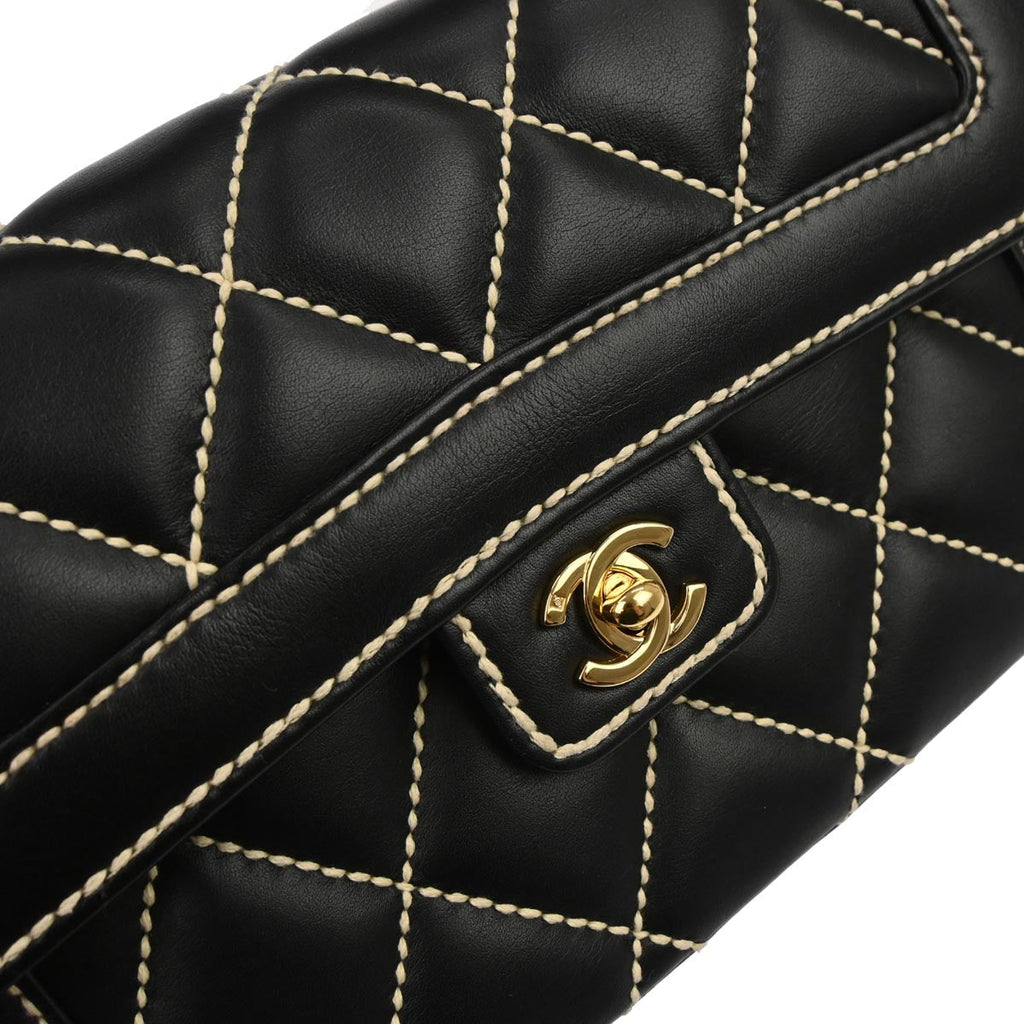 Chanel 2005-2006 Black Calfskin Wild Stitch Handbag