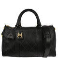 Chanel Black Lambskin Bicolore 2way Duffle Shoulder Handbag