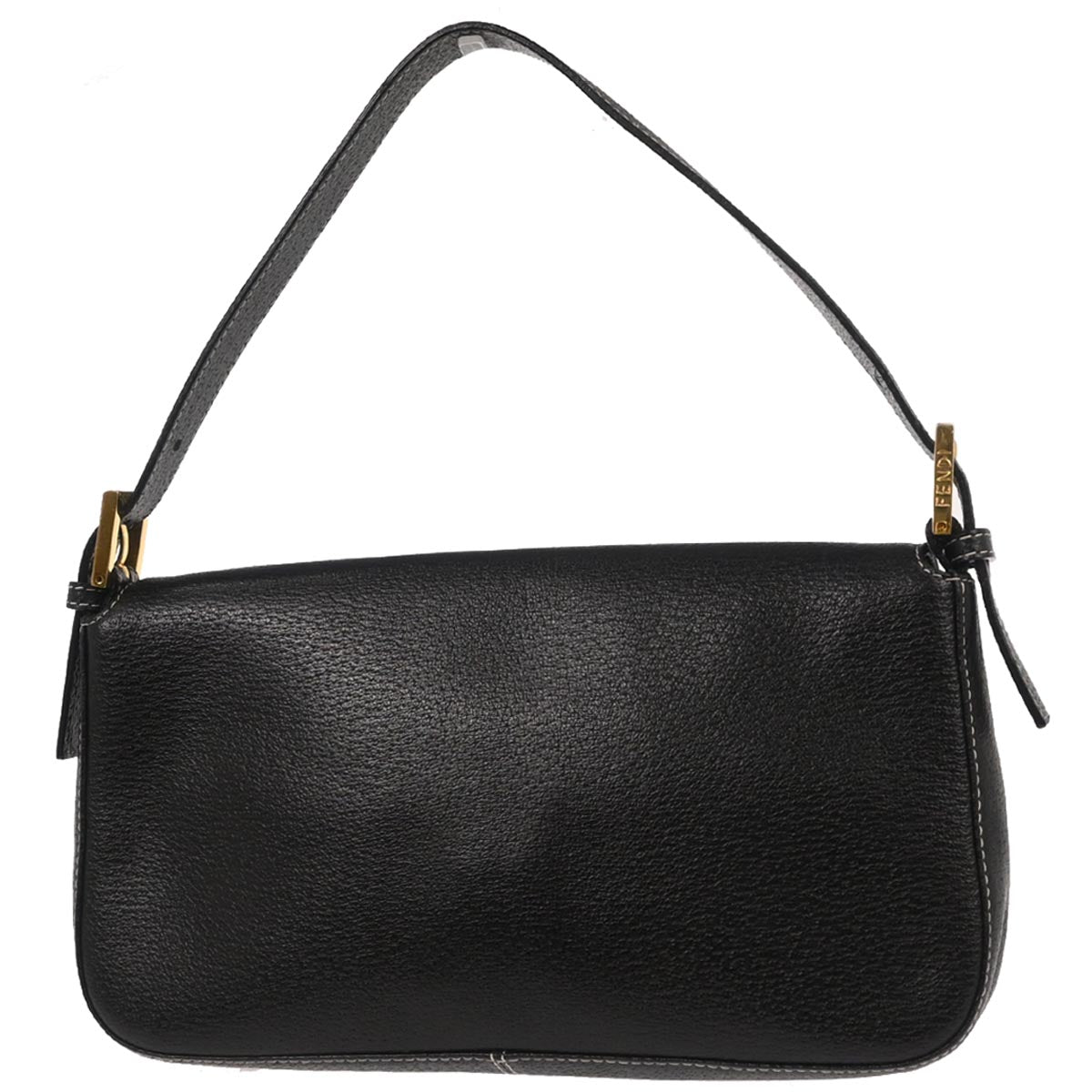 Fendi Black Leather Baguette Handbag