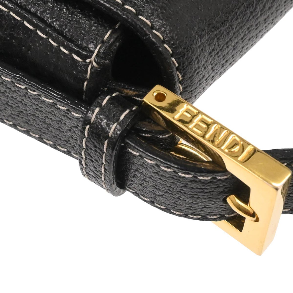 Fendi Black Leather Baguette Handbag
