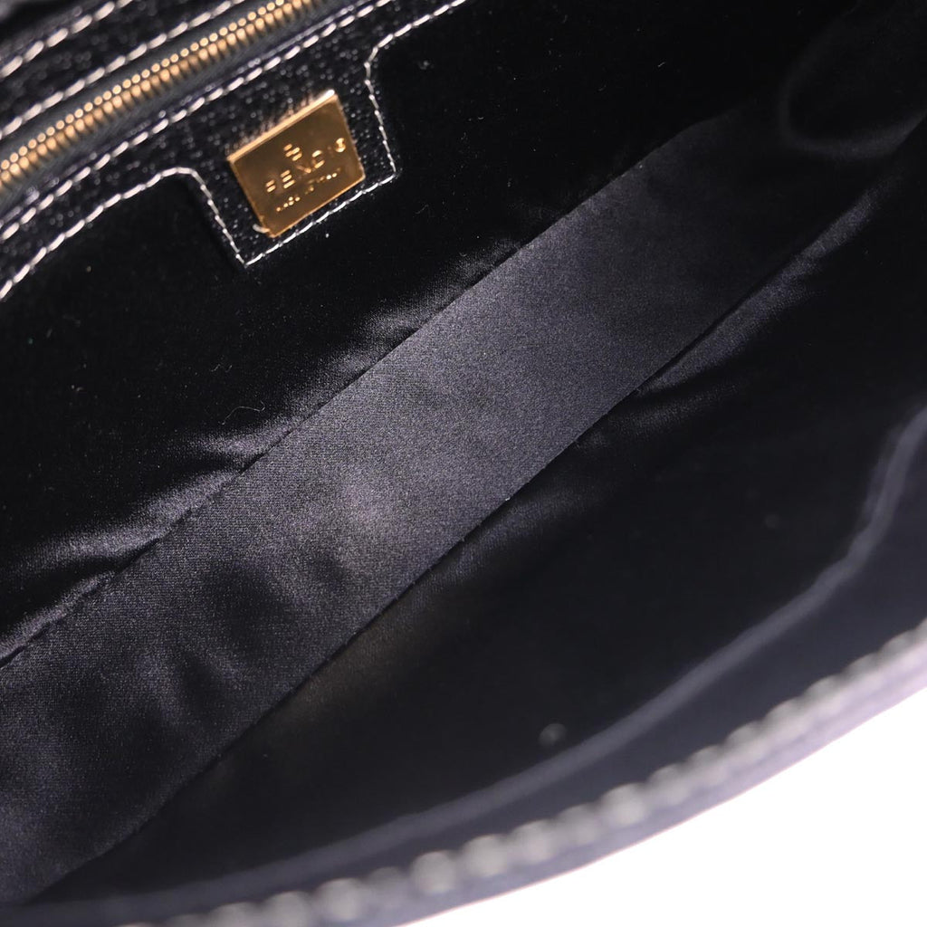 Fendi Black Leather Baguette Handbag