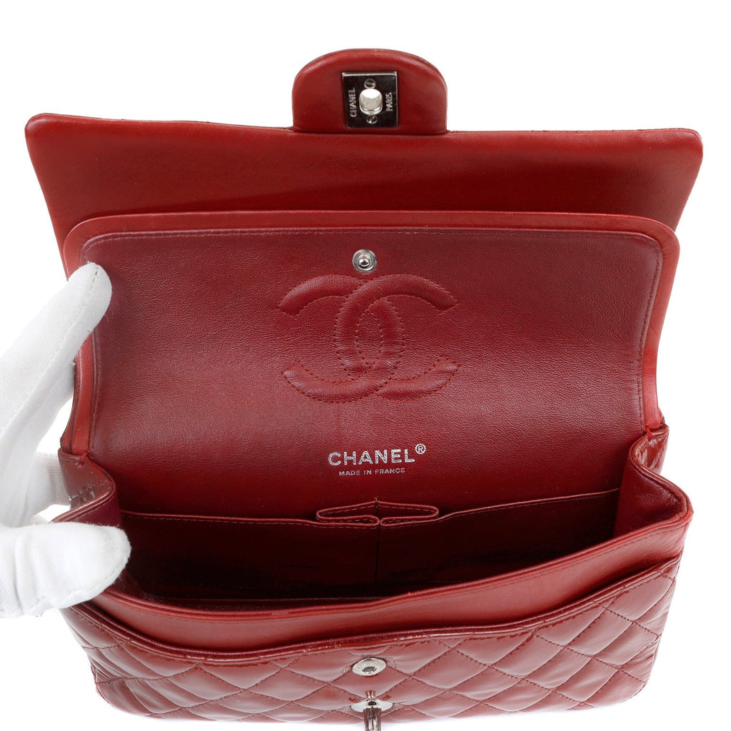 Chanel Dark Red Patent Leather Medium Classic with SiLouis Vuittoner Hardware
