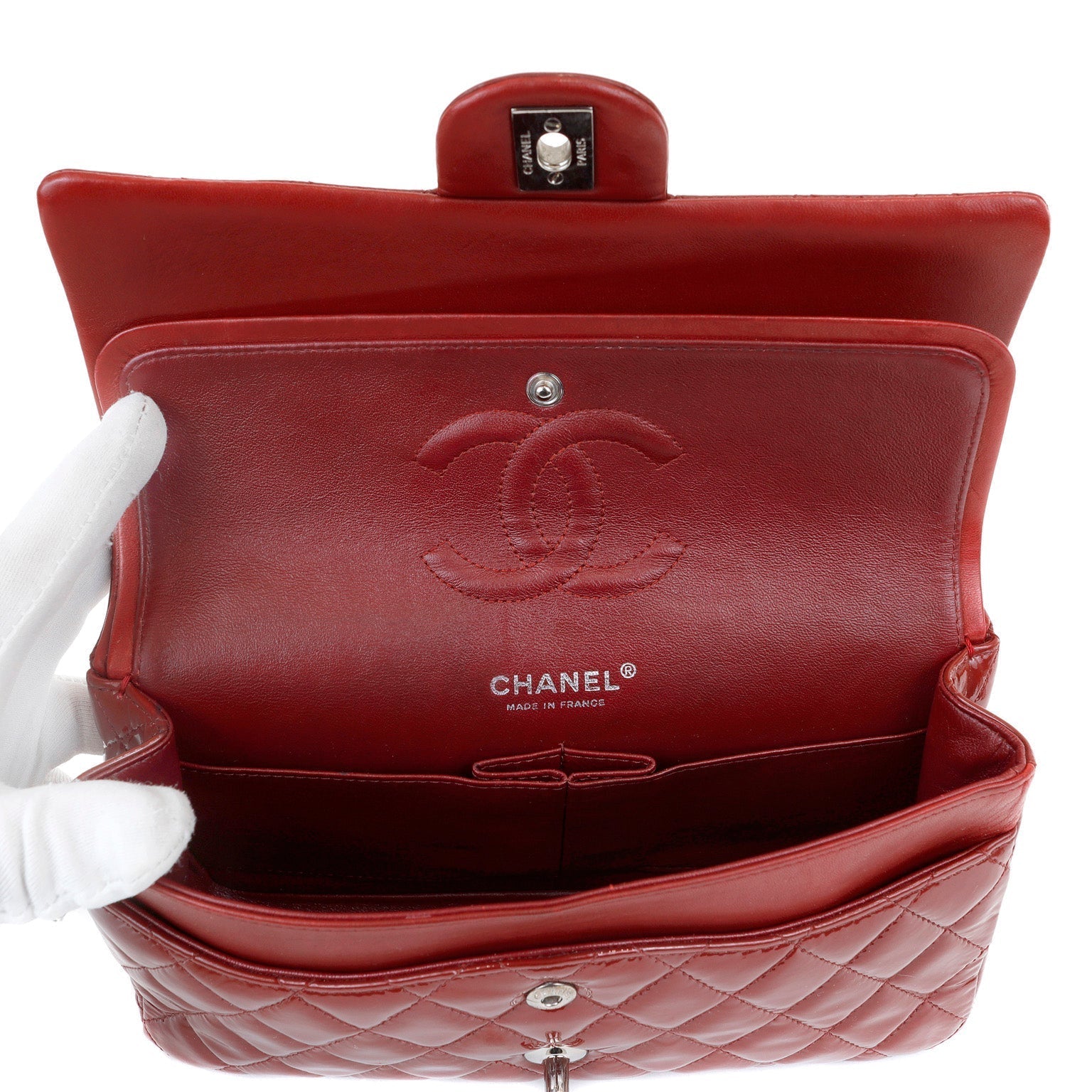Chanel Dark Red Patent Leather Medium Classic with SiLouis Vuittoner Hardware