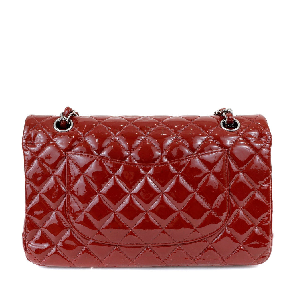 Chanel Dark Red Patent Leather Medium Classic with SiLouis Vuittoner Hardware