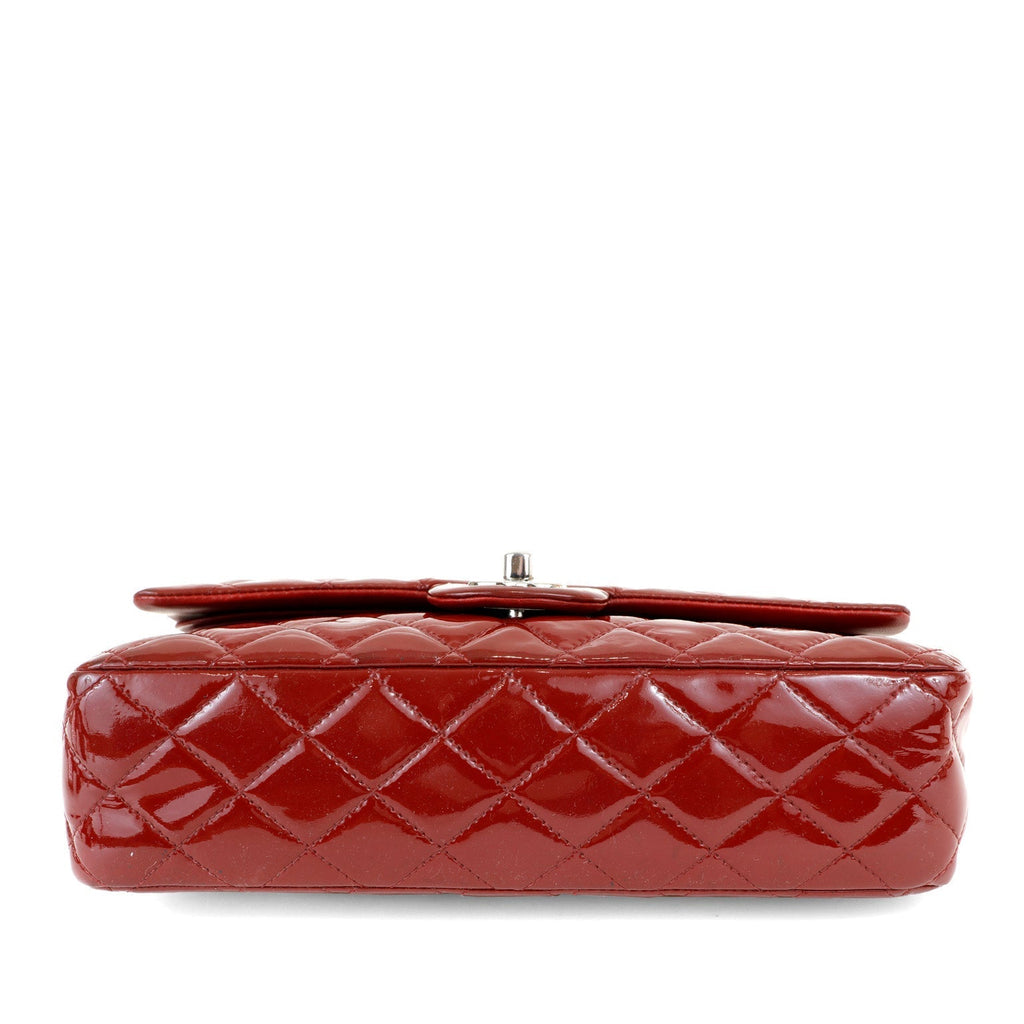 Chanel Dark Red Patent Leather Medium Classic with SiLouis Vuittoner Hardware