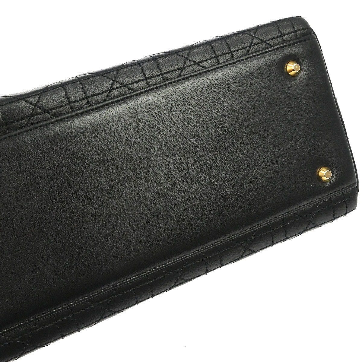 Christian Dior Black Lambskin Medium Lady Dior Cannage 2way Shoulder Handbag