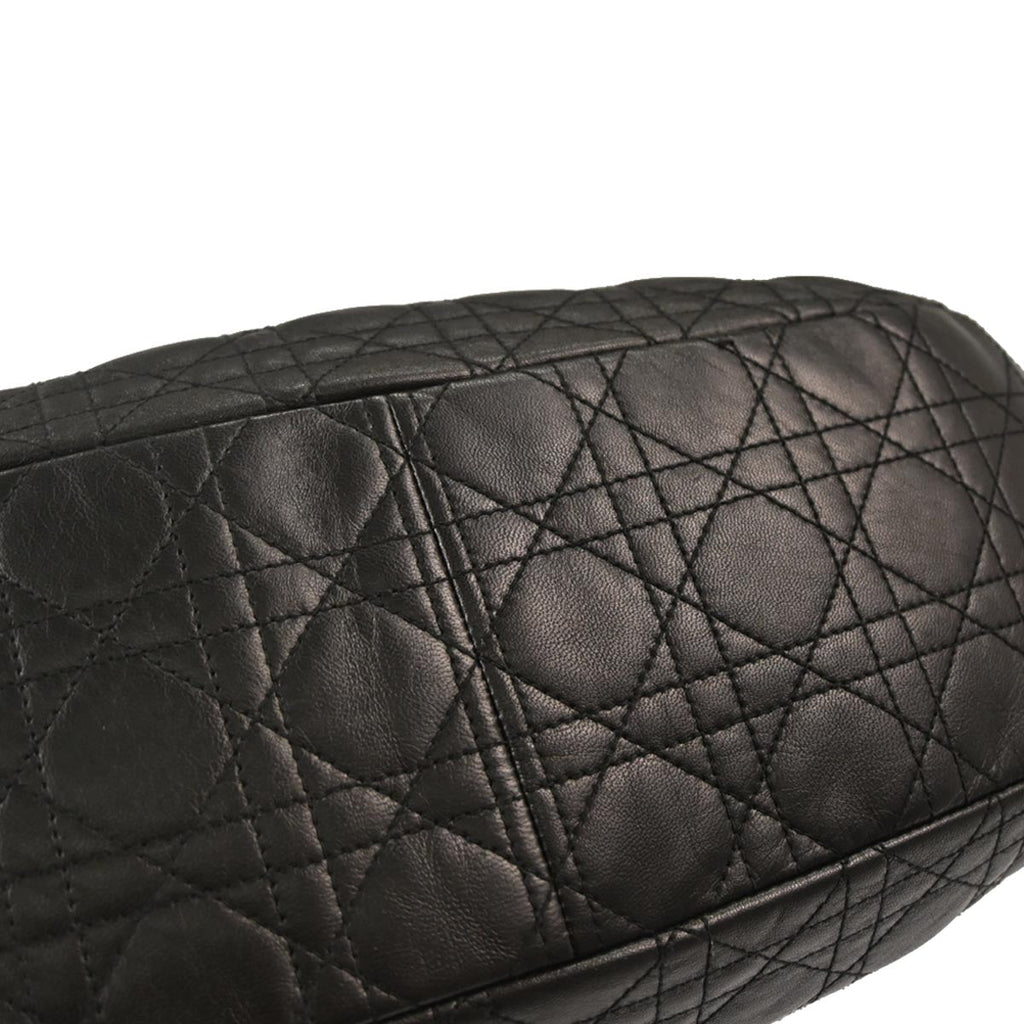Christian Dior Black Lambskin Cannage Handbag
