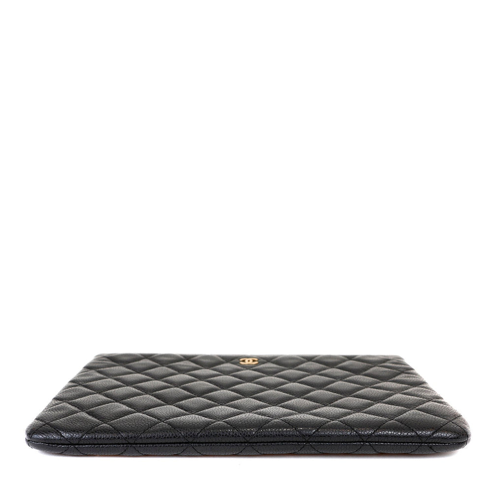 Chanel Small Black Caviar Classic O-Case with Gold Hardware