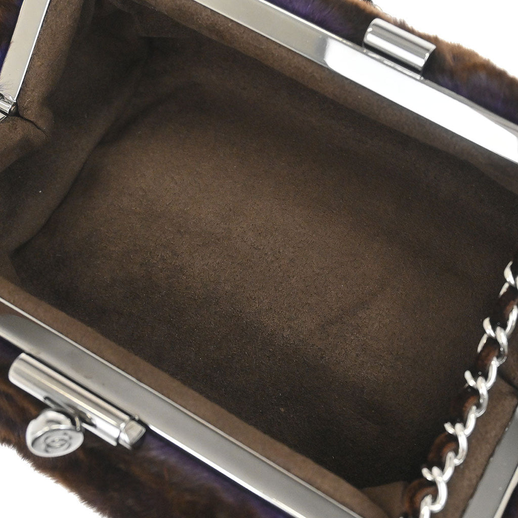 Chanel 2005-2006 Brown Purple Lapin Fur Shoulder Bag