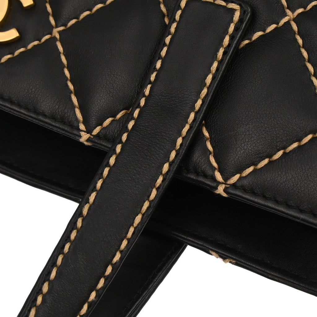 Chanel 2005-2006 Black Calfskin Wild Stitch Handbag