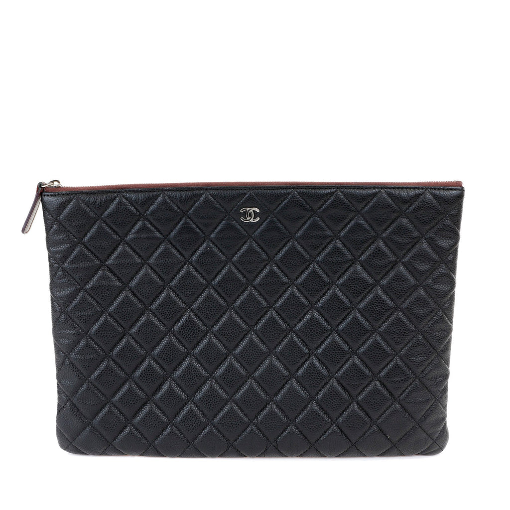 Chanel Large Black Caviar Classic O-Case with SiLouis Vuittoner Hardware