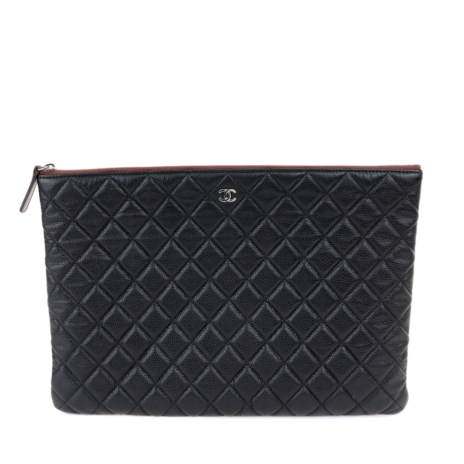 Chanel Large Black Caviar Classic O-Case with SiLouis Vuittoner Hardware