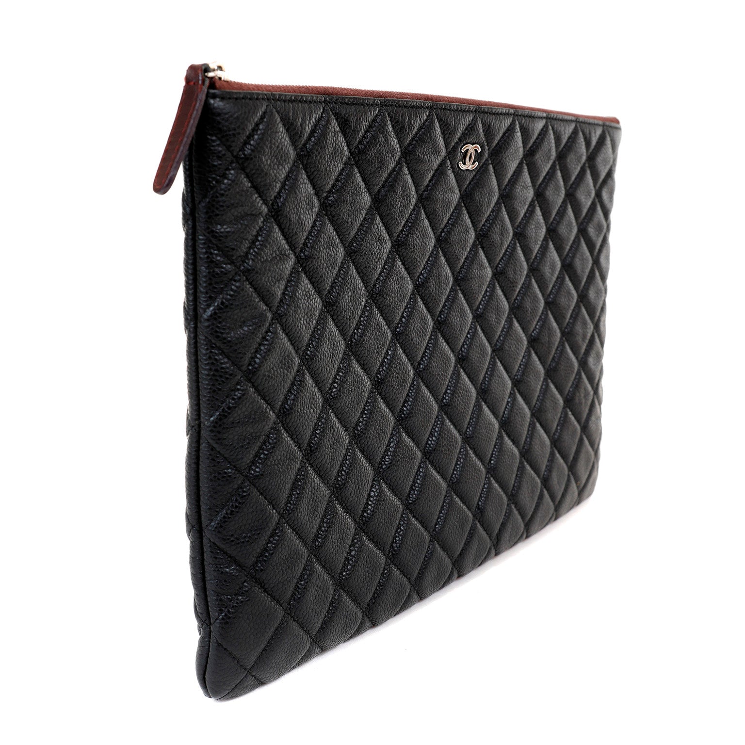 Chanel Large Black Caviar Classic O-Case with SiLouis Vuittoner Hardware