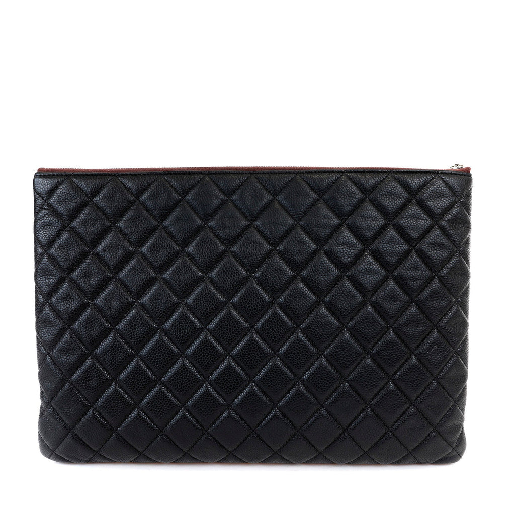 Chanel Large Black Caviar Classic O-Case with SiLouis Vuittoner Hardware