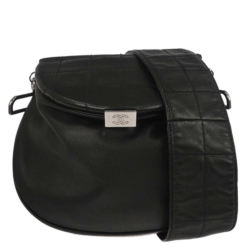 Chanel 2003-2004 Black Lambskin Choco Bar Shoulder Bag