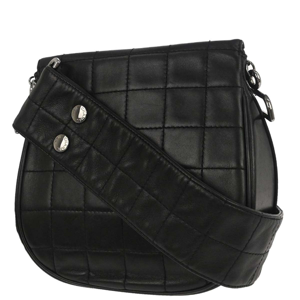 Chanel 2003-2004 Black Lambskin Choco Bar Shoulder Bag