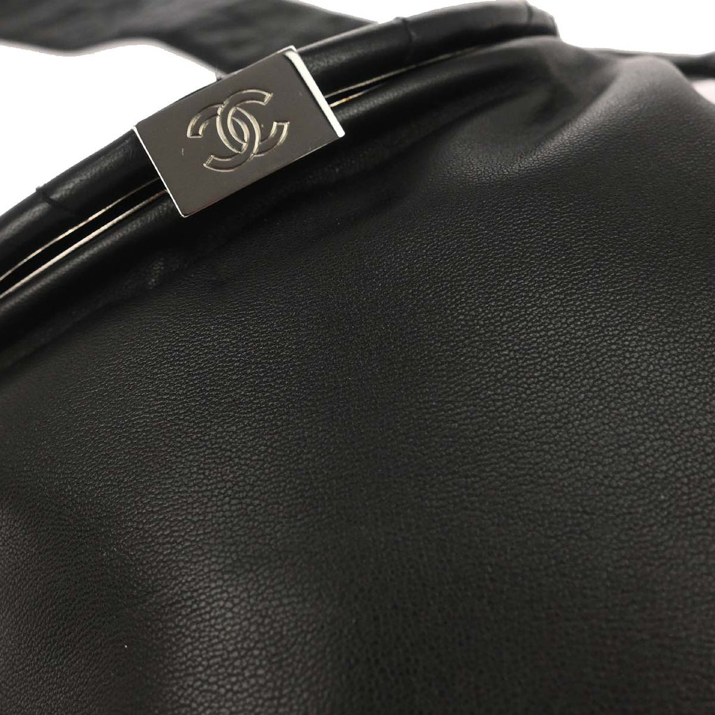 Chanel 2003-2004 Black Lambskin Choco Bar Shoulder Bag