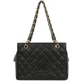 Chanel 2002-2003 Black Caviar Skin Petite Timeless Tote PTT Chain Handbag