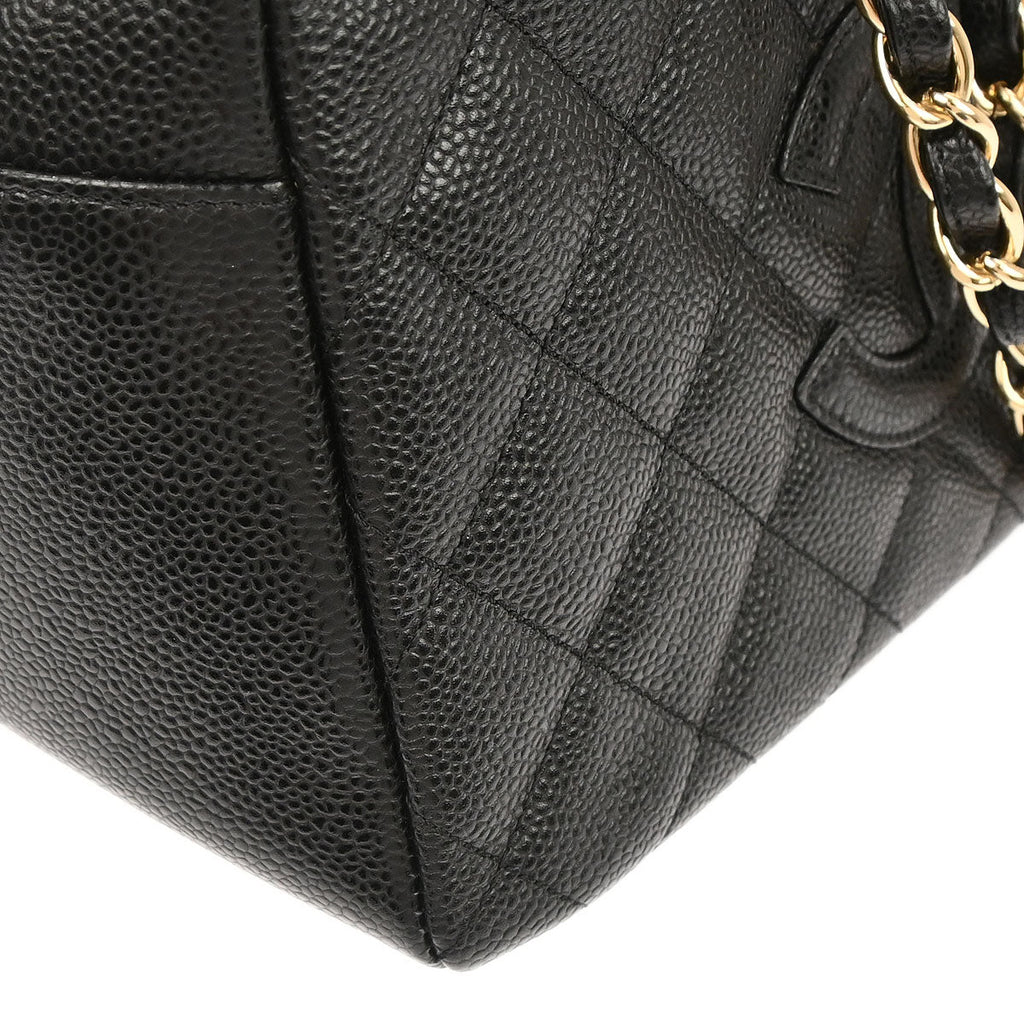 Chanel 2002-2003 Black Caviar Skin Petite Timeless Tote PTT Chain Handbag