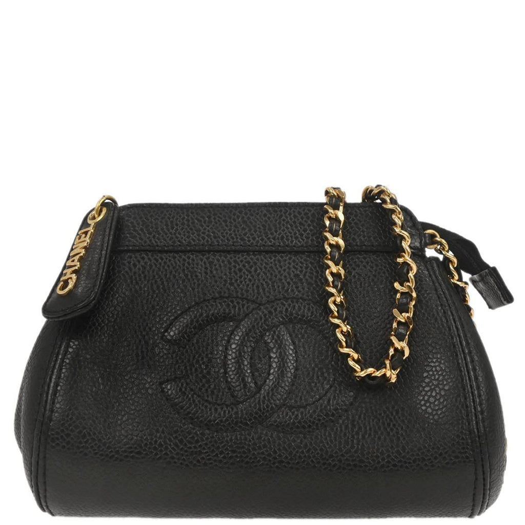 Chanel 1997-1999 Black Caviar Skin Shoulder Bag
