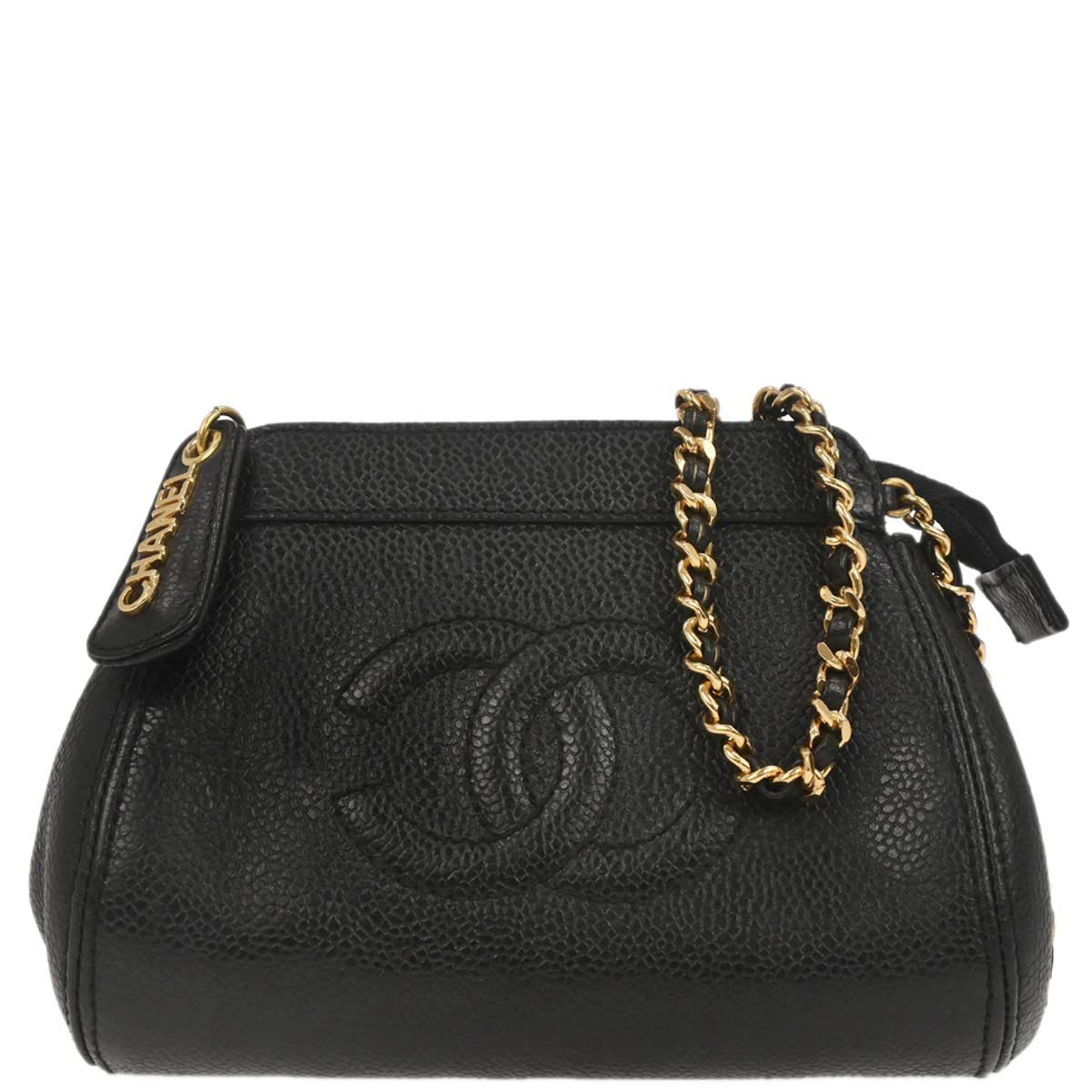 Chanel 1997-1999 Black Caviar Skin Shoulder Bag