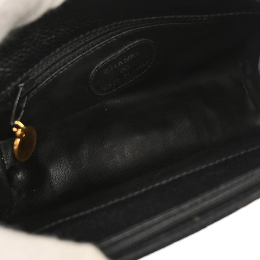 Chanel 1997-1999 Black Caviar Skin Shoulder Bag