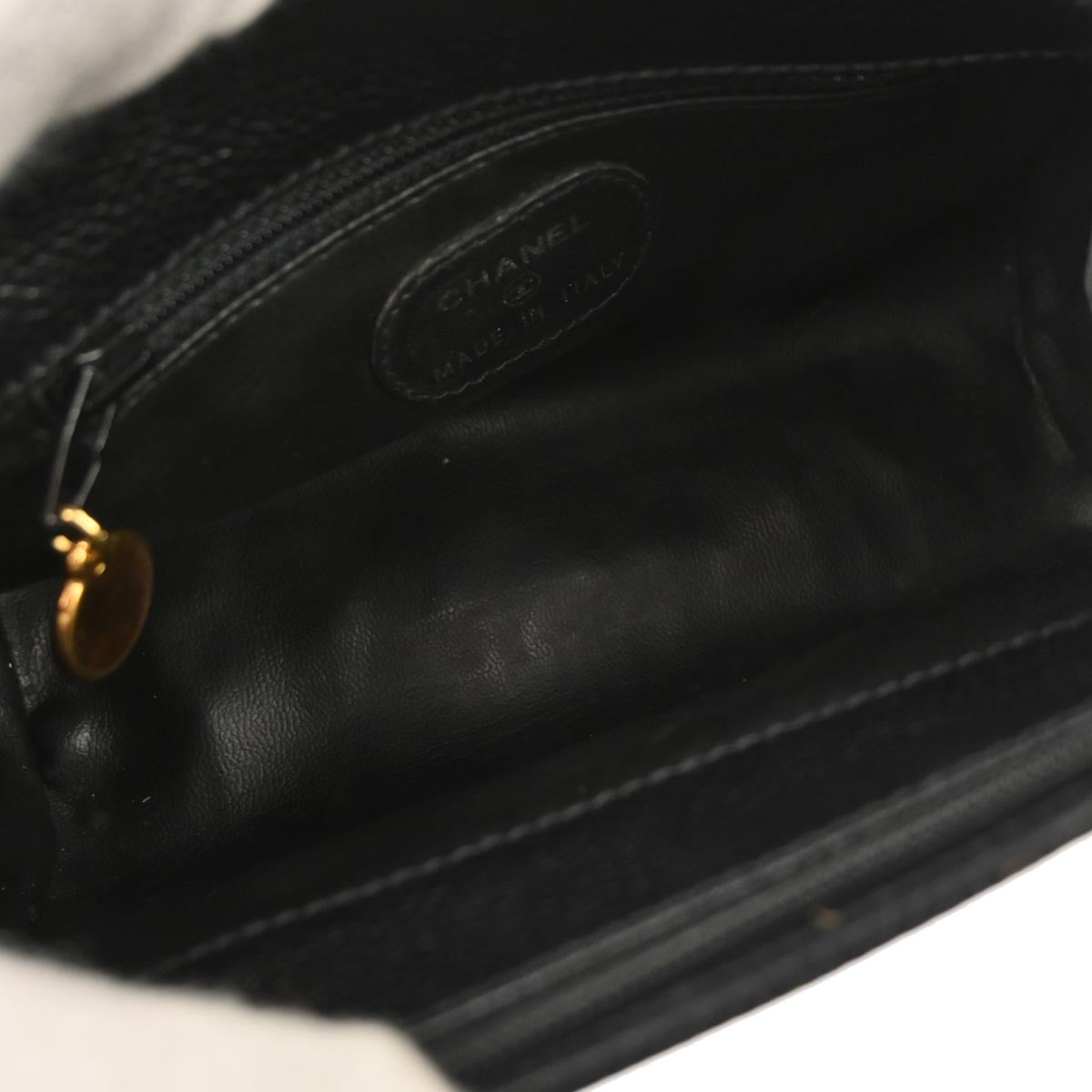 Chanel 1997-1999 Black Caviar Skin Shoulder Bag