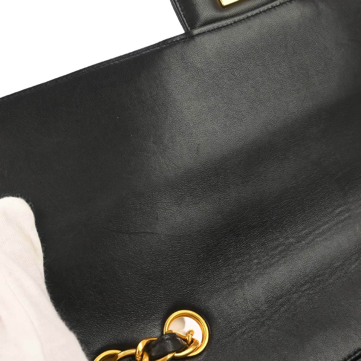 Chanel 1996-1997 Black Lambskin Jumbo Classic Flap Shoulder Bag