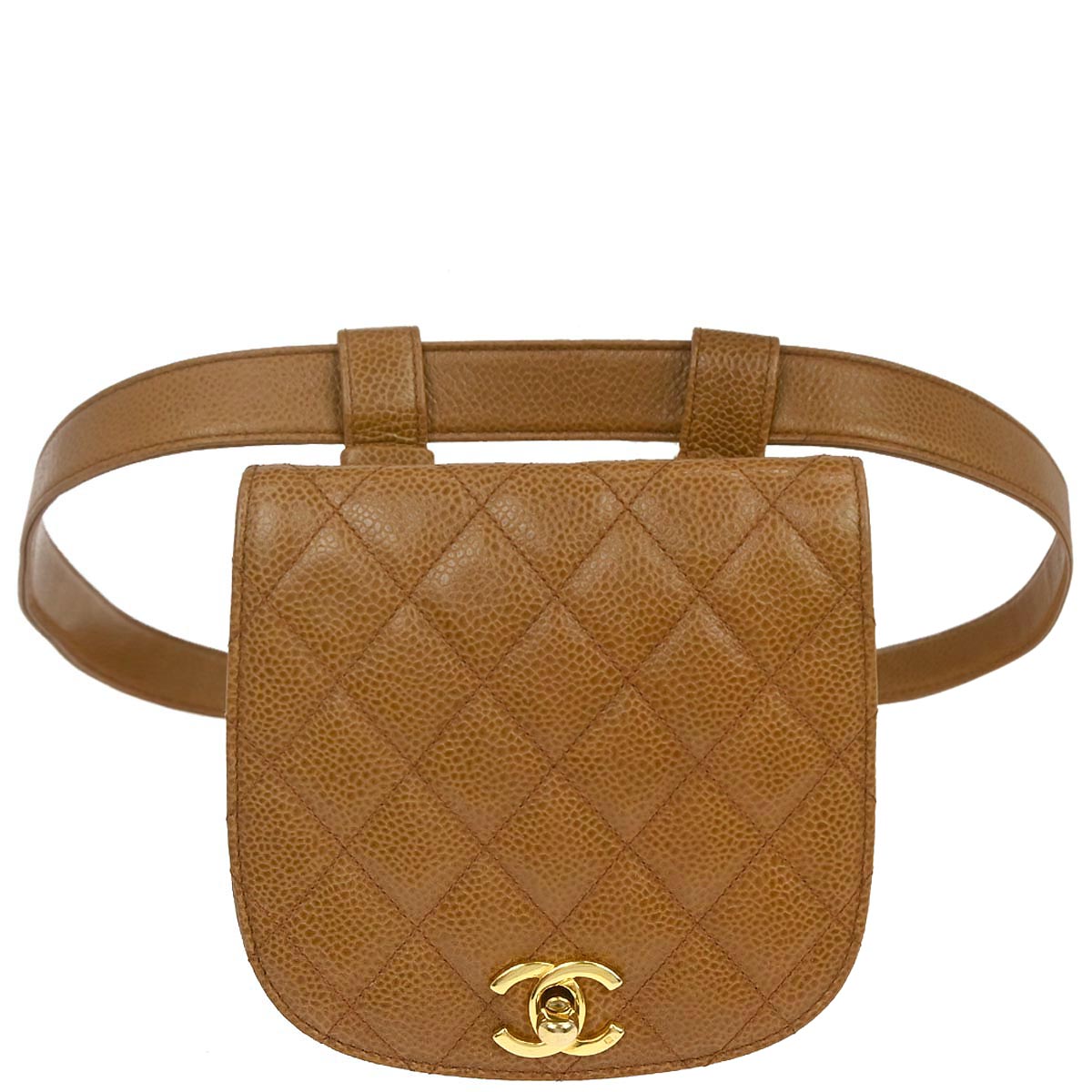 Chanel 1989-1991 Brown Caviar Skin Waist Bum Bag #85/34