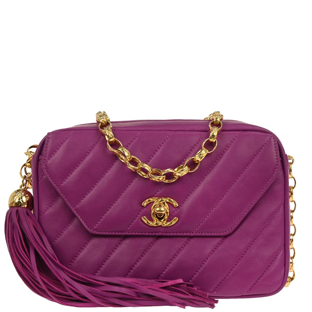 Chanel 1991-1994 Purple Lambskin Camera Bag Mini