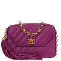 Chanel 1991-1994 Purple Lambskin Camera Bag Mini