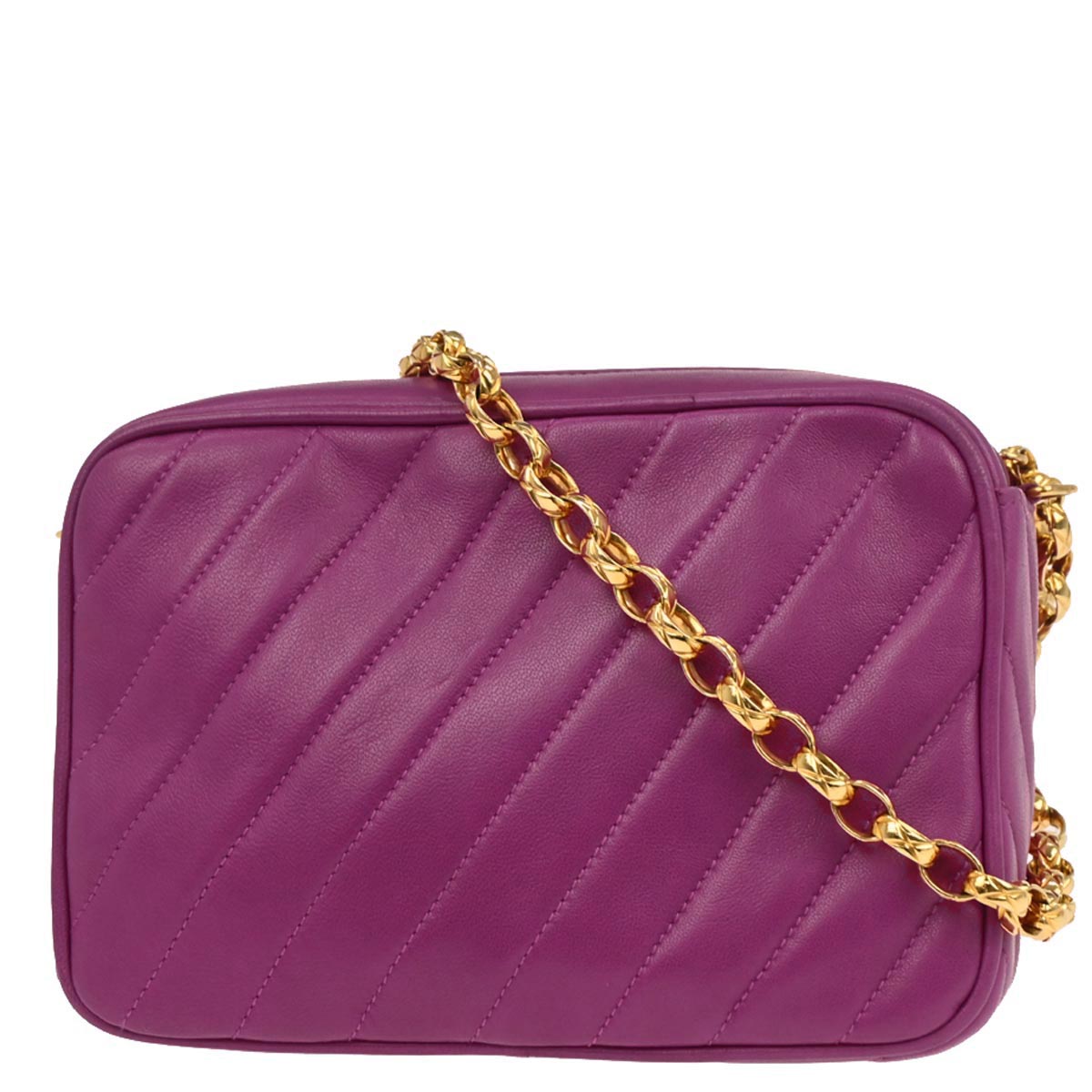 Chanel 1991-1994 Purple Lambskin Camera Bag Mini