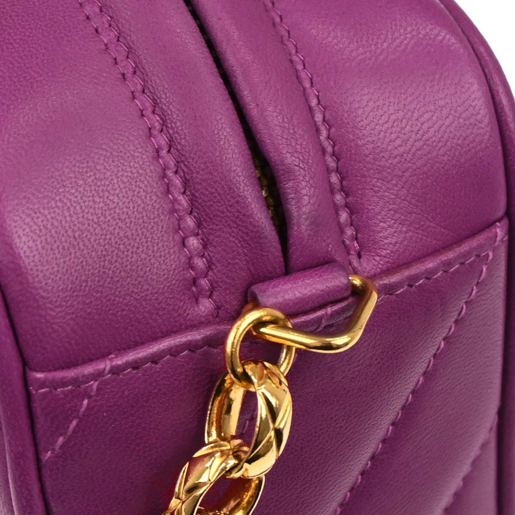 Chanel 1991-1994 Purple Lambskin Camera Bag Mini