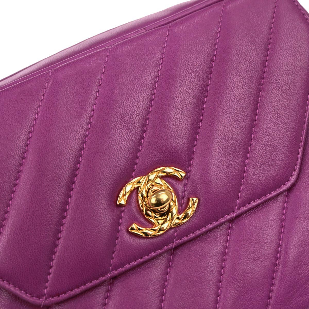 Chanel 1991-1994 Purple Lambskin Camera Bag Mini