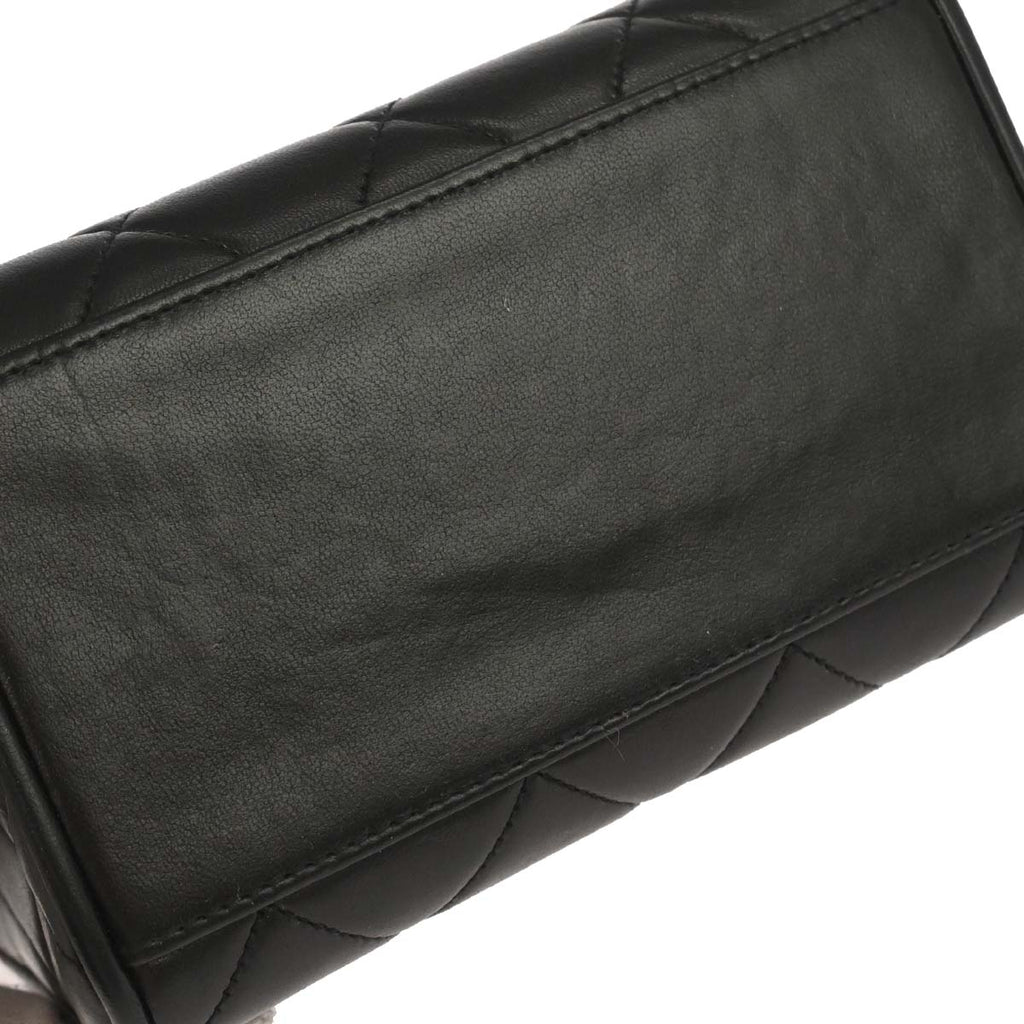 Chanel 1994-1996 Black Lambskin Straight Flap Shoulder Bag