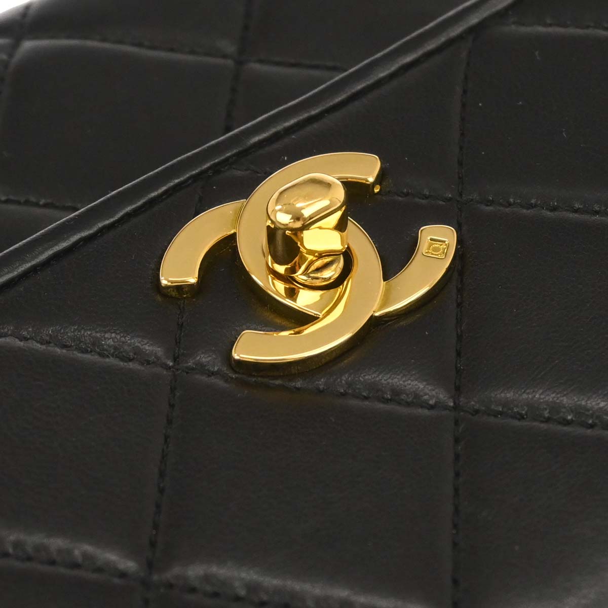 Chanel 1994-1996 Black Lambskin Straight Flap Shoulder Bag