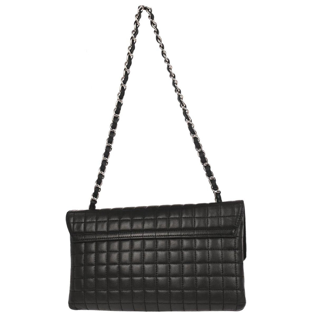 Chanel 2005-2006 Black Lambskin Choco Bar Camellia No.5 CC Clover Handbag