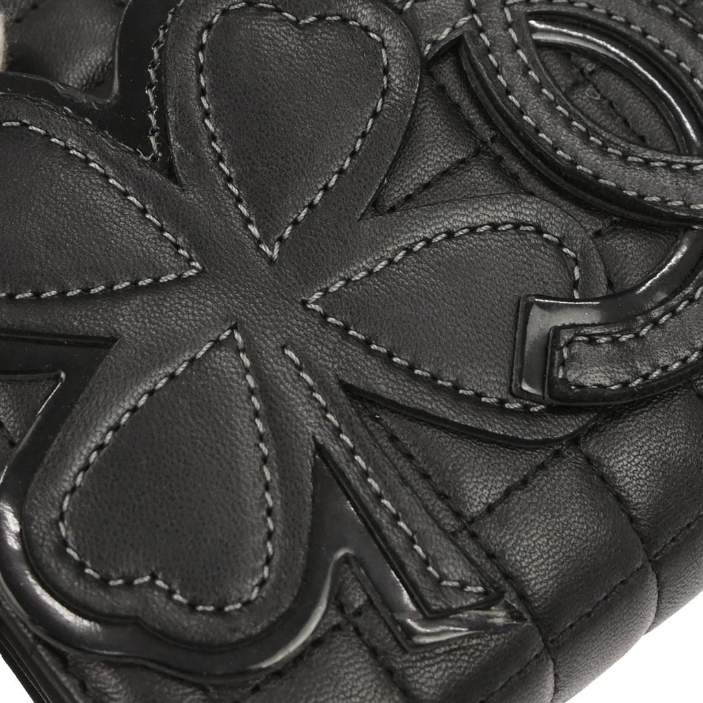 Chanel 2005-2006 Black Lambskin Choco Bar Camellia No.5 CC Clover Handbag