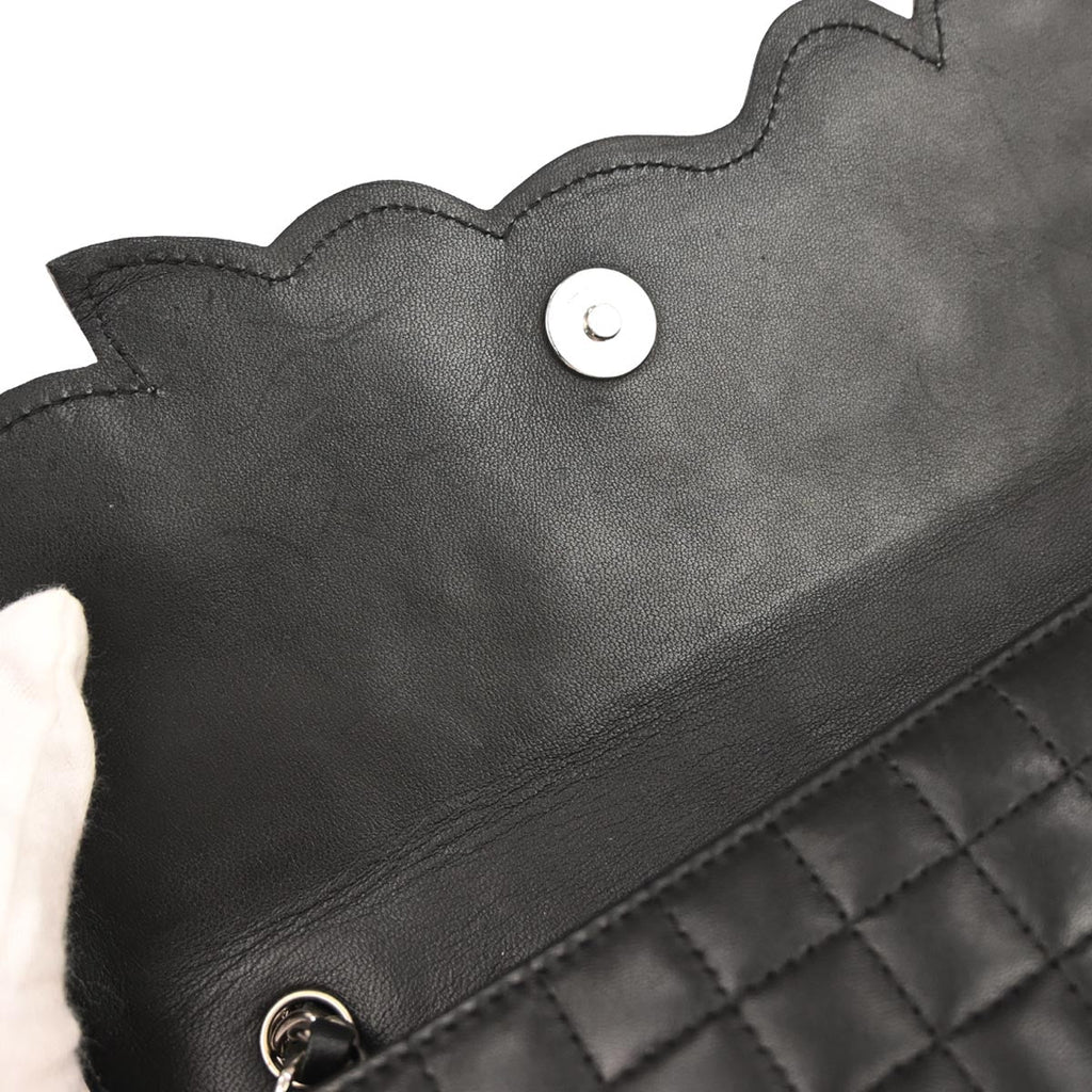 Chanel 2005-2006 Black Lambskin Choco Bar Camellia No.5 CC Clover Handbag