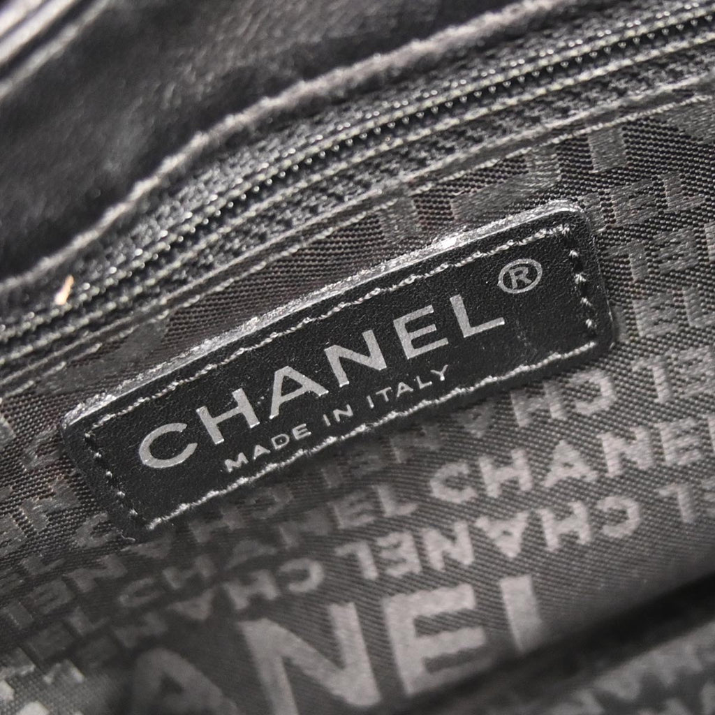 Chanel 2005-2006 Black Lambskin Choco Bar Camellia No.5 CC Clover Handbag