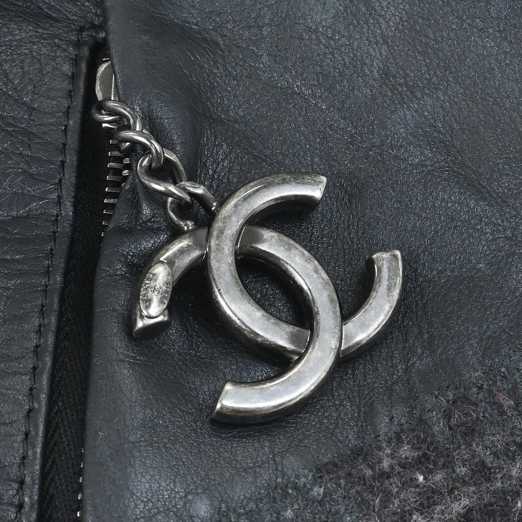 Chanel 2012-2013 Black Tweed Calfskin Coco Pleats Hobo Bag