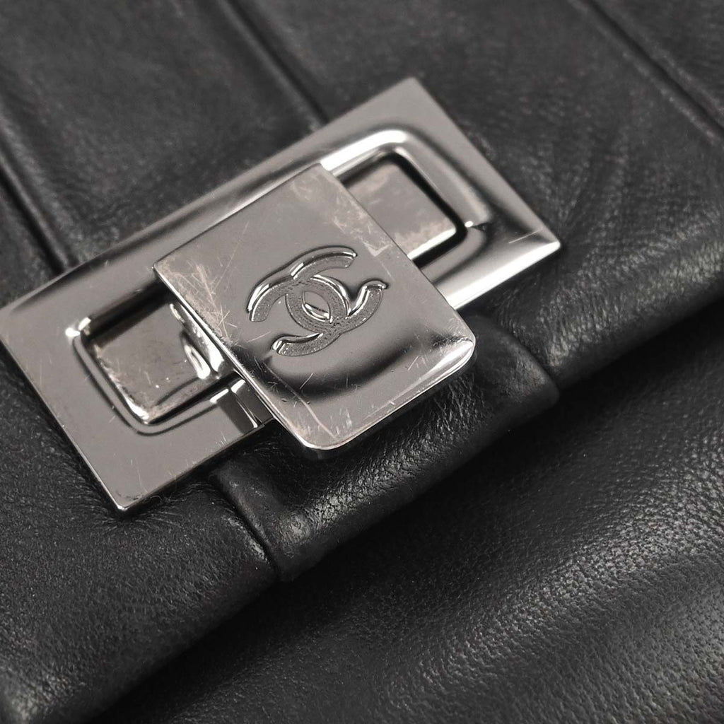 Chanel 2002-2003 Black Lambskin Mademoiselle Handbag