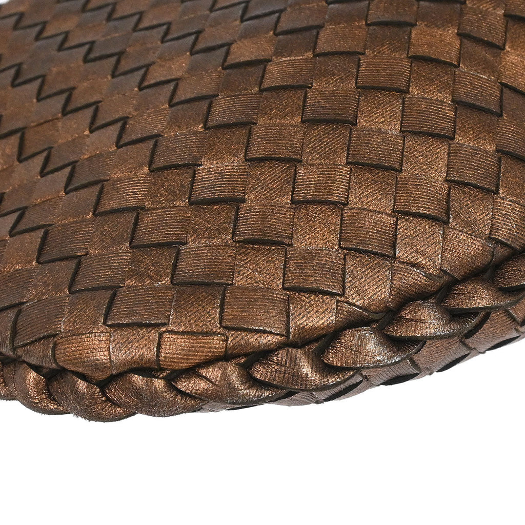 Bottega Veneta Metallic Bronze Lambskin Intrecciato Hobo Handbag