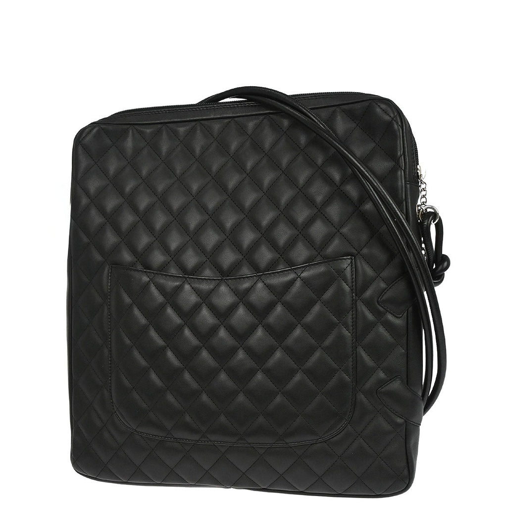 Chanel 2003-2004 Black Calfskin Cambon Ligne Shoulder Bag