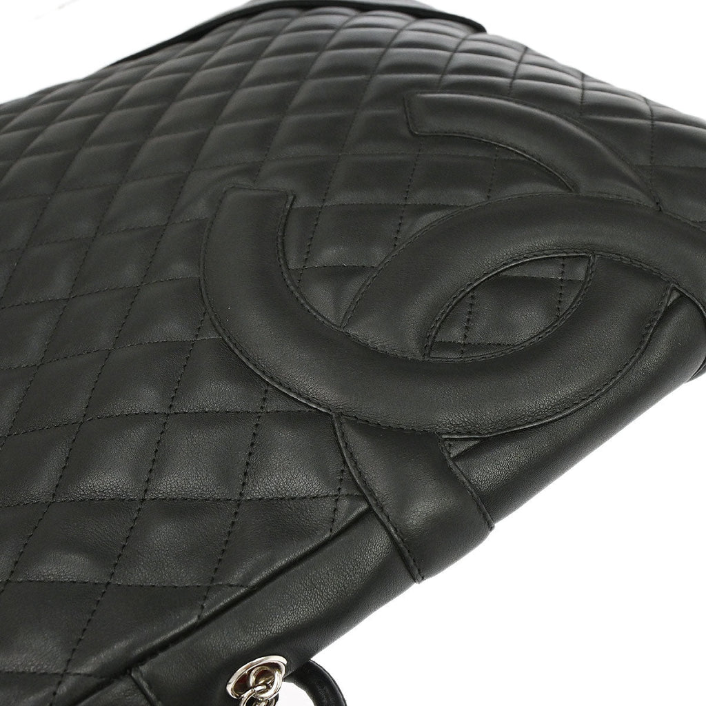 Chanel 2003-2004 Black Calfskin Cambon Ligne Shoulder Bag