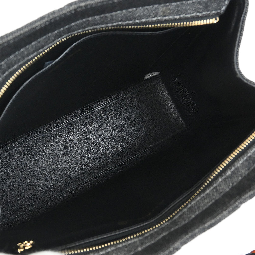 Chanel 1997-1999 Black Denim Chain Tote Handbag