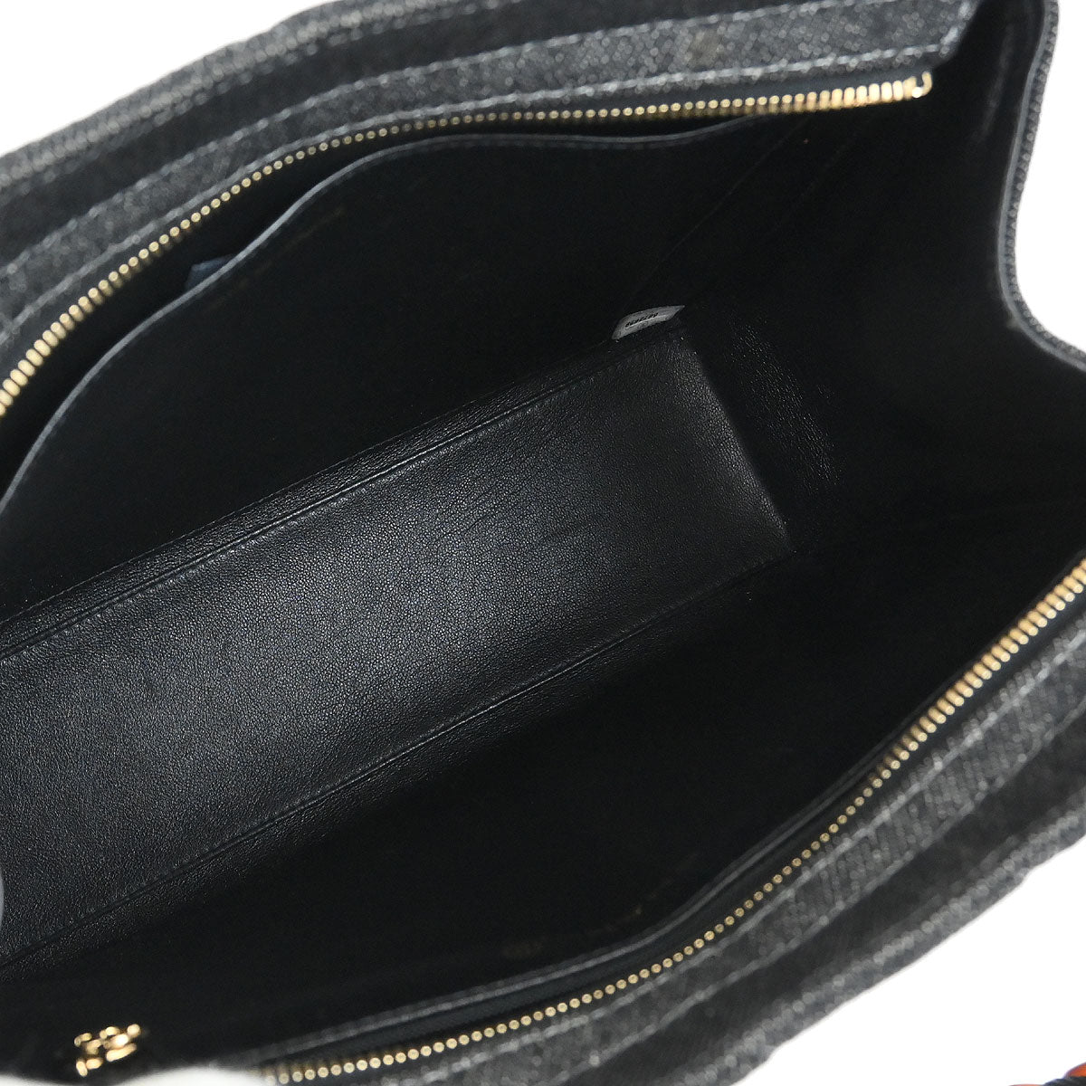 Chanel 1997-1999 Black Denim Chain Tote Handbag