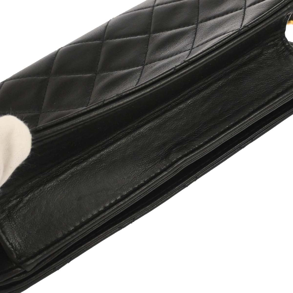 Chanel 1997-1999 Black Lambskin Pushlock Mini Full Flap Shoulder Bag